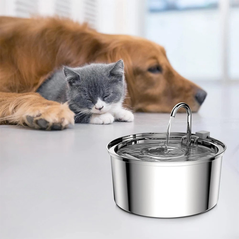 Edelstahl Trinkbrunnen für Katzen & Hunde – Leise, Langlebig & Hygienisch mit Doppelfiltersystem (3L Kapazität)