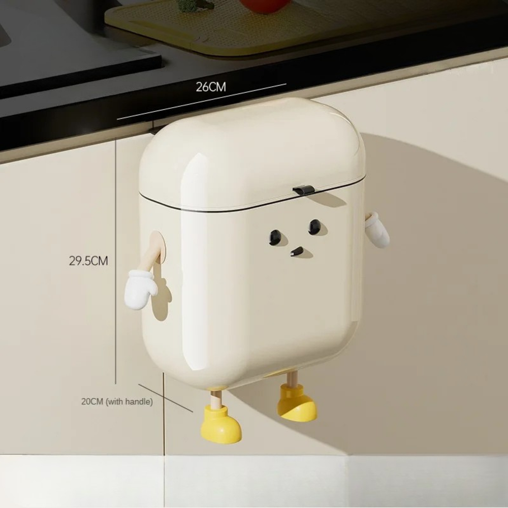 9L/12L Cremefarbener Wand-Küchen-Mülleimer mit Deckel – Stilvoll, platzsparend & hygienisch