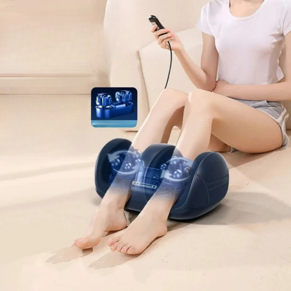 Extra Großes Elektrisches Fußmassagegerät mit Wärmekompression – Tiefe Shiatsu-Knetmassage für Füße & Waden