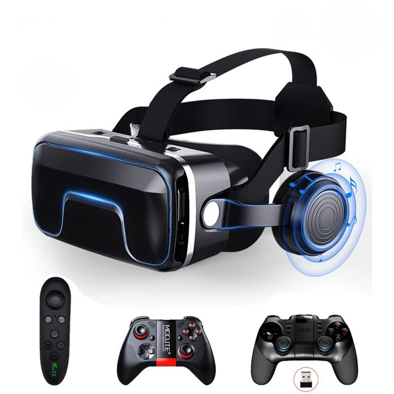 3D Virtual Reality Brille mit Kopfhörern – Immersives Gaming & Kinoerlebnis für Smartphones