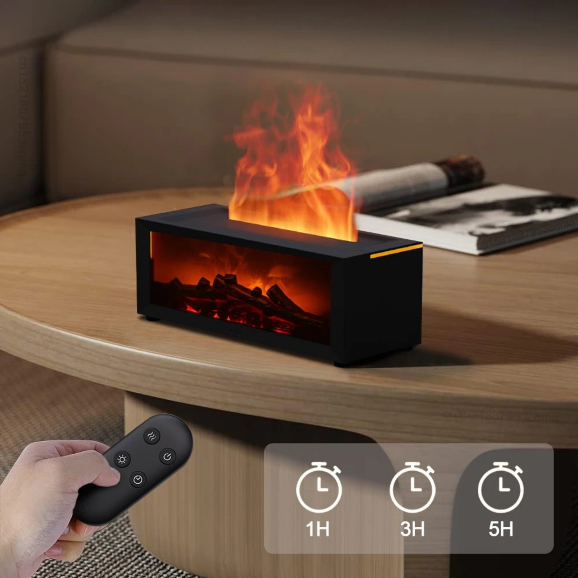 Luftbefeuchter Ätherische Öle – Flammen-Aroma-Diffusor mit LED-Licht & Fernbedienung | Entspannung trifft modernes Design