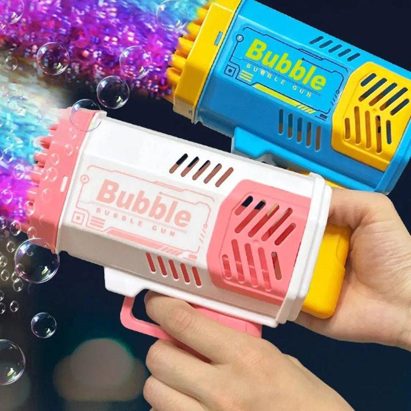 40-Loch Elektrische Seifenblasenmaschine – Handheld Pistole mit LED-Licht, Tausende bunte Blasen für Kinder-Outdoor-Spaß