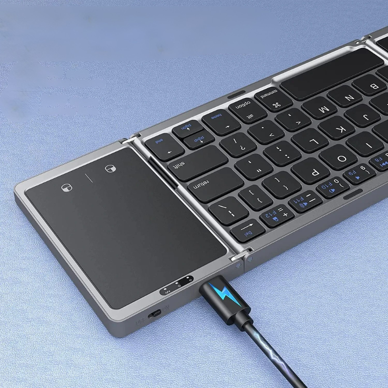 3-fach faltbare kabellose Mini-Tastatur mit Touchpad – Ultrakompakt, flexibel & überall einsetzbar