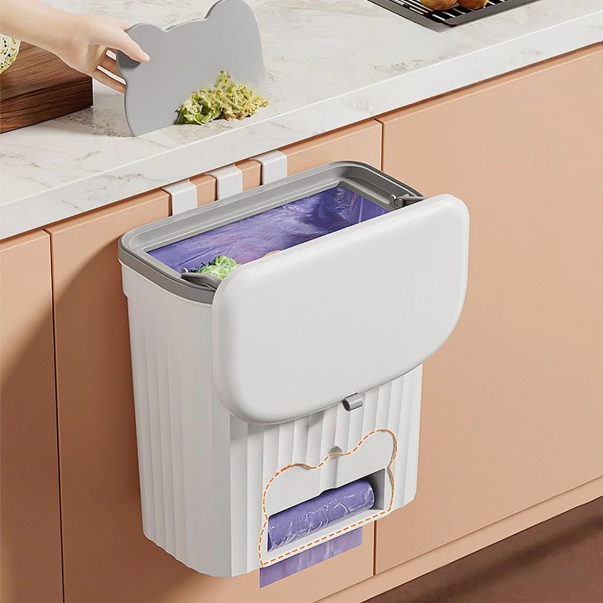 8,5/12L Küche Papierkorb Wand Montiert Mülleimer Mit Deckel Badezimmer Mülleimer Müll Kann für Schrank Unter Waschbecken kompost Bin