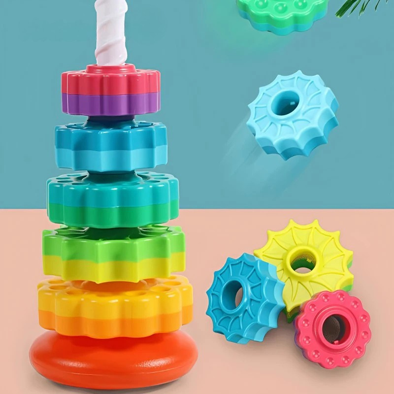 Gedrehtes Regenbogen Stapelspielzeug – Pädagogisches Motorik-Spiel für Babys & Kleinkinder