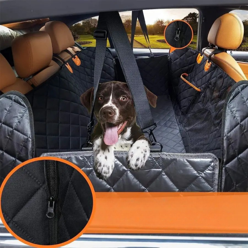 Hunde-Autositzbezug für den Rücksitz – 100 % wasserdicht & kratzfest mit Netzfenster und Reißverschluss-Seitenschutz