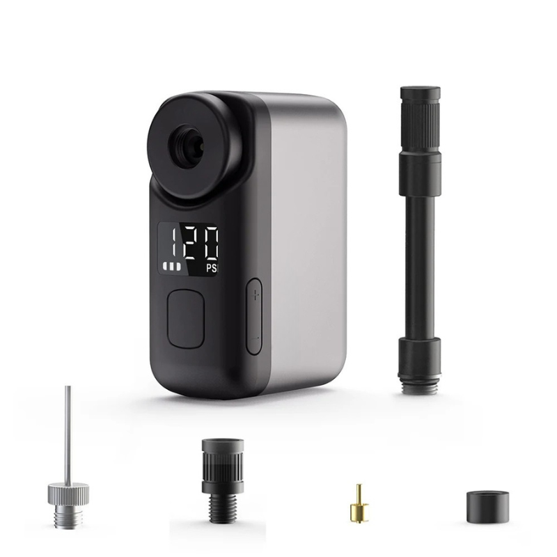 PRO Mini Elektrische Fahrradpumpe – Kabellos, Schnell & Kompakt (120 PSI, 450 mAh Akku, Digitalanzeige)