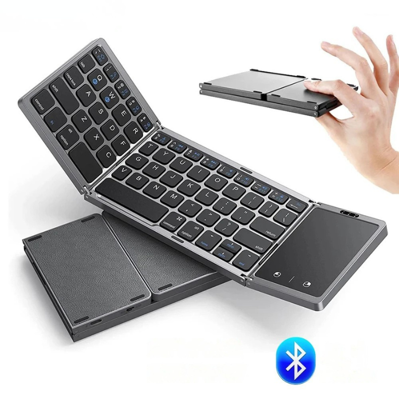 3-fach faltbare kabellose Mini-Tastatur mit Touchpad – Ultrakompakt, flexibel & überall einsetzbar