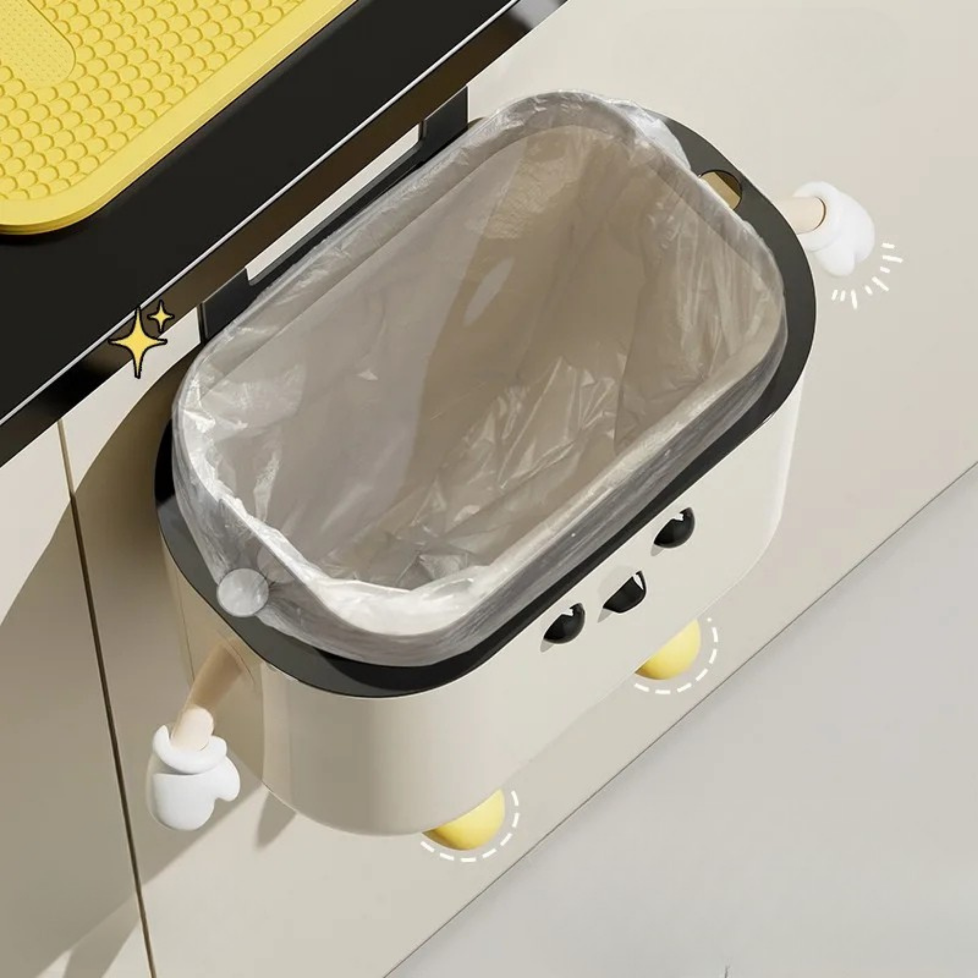 9L/12L Cremefarbener Wand-Küchen-Mülleimer mit Deckel – Stilvoll, platzsparend & hygienisch