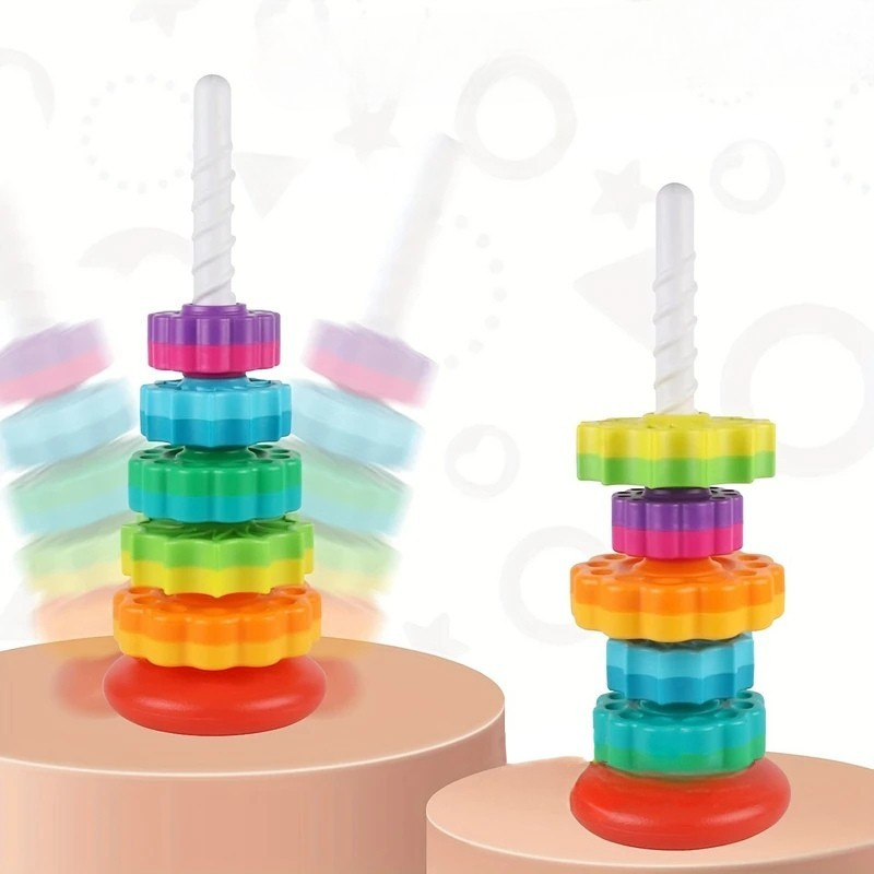 Gedrehtes Regenbogen Stapelspielzeug – Pädagogisches Motorik-Spiel für Babys & Kleinkinder