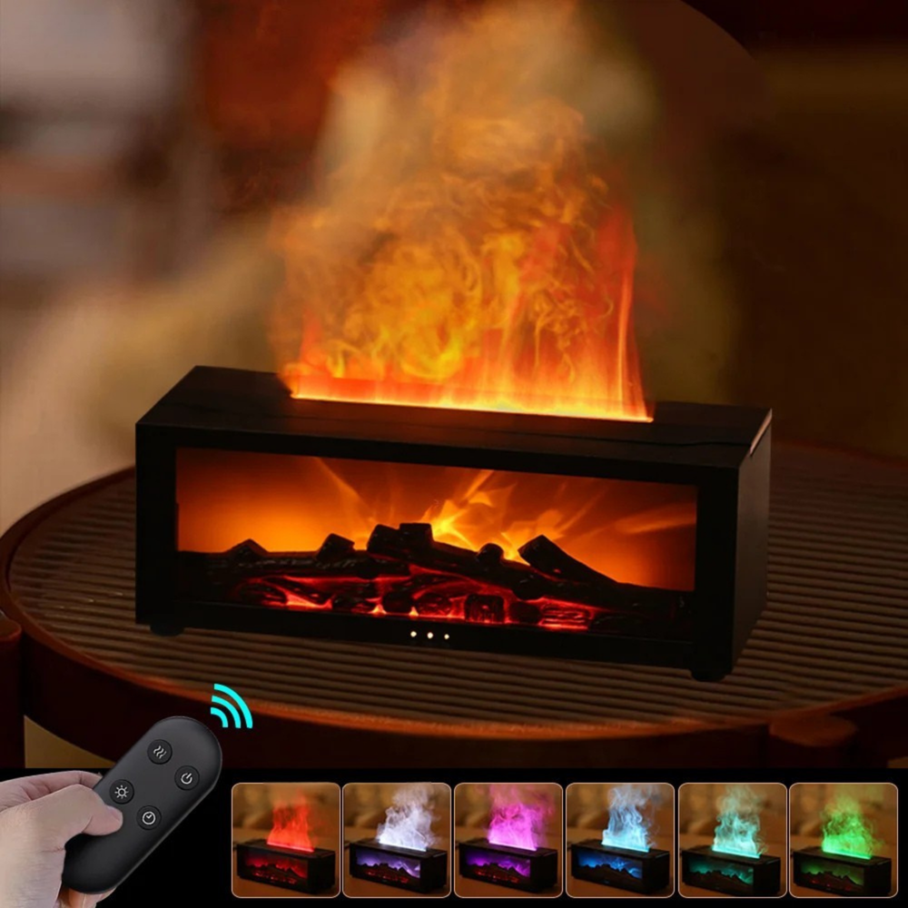Luftbefeuchter Ätherische Öle – Flammen-Aroma-Diffusor mit LED-Licht & Fernbedienung | Entspannung trifft modernes Design