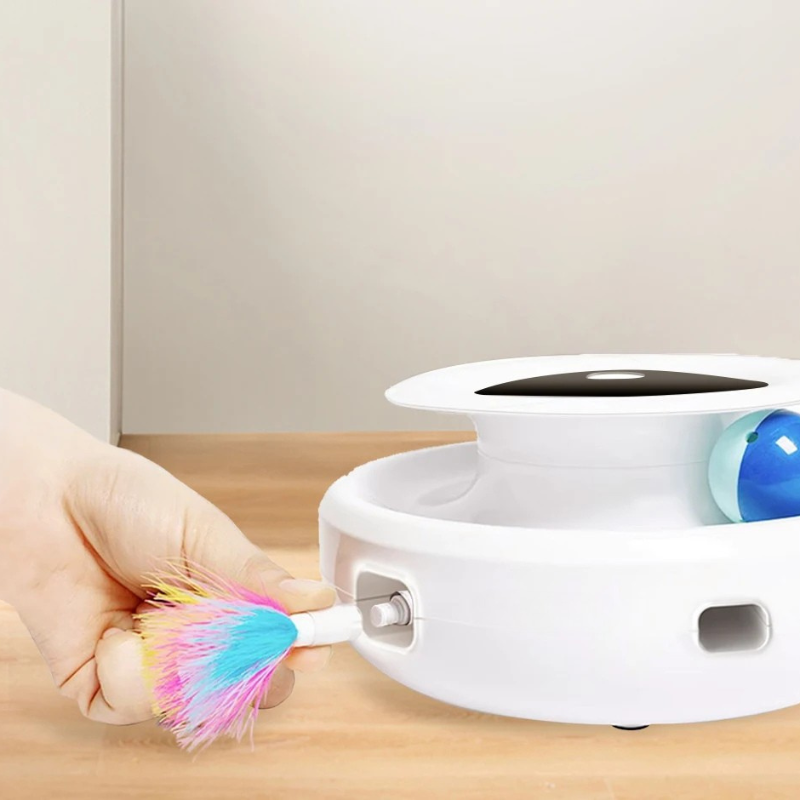 2-in-1 Smart Katzenspielzeug – Elektronischer Feder- & Ballspaß für endlose Unterhaltung