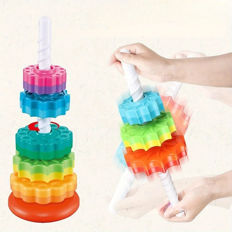 Gedrehtes Regenbogen Stapelspielzeug – Pädagogisches Motorik-Spiel für Babys & Kleinkinder