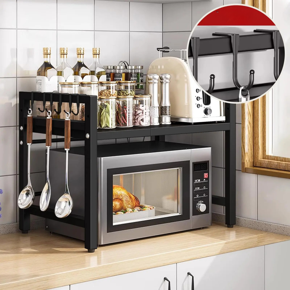 Erweiterbarer Mikrowellen-Regal-Organizer (42–64 cm) – Platzsparend, Rostfrei & Feuchtigkeitsbeständig