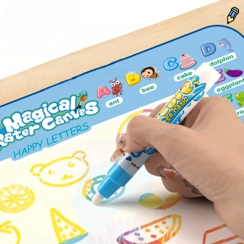 Magische Wasser-Zeichnungsmatte – Kreatives Doodle mit wiederverwendbaren Stiften, Montessori-Malbrett & pädagogisches Spielzeug für Kinder
