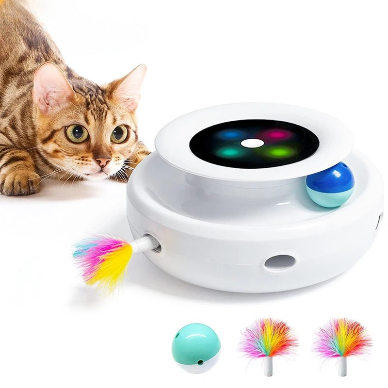 2-in-1 Smart Katzenspielzeug – Elektronischer Feder- & Ballspaß für endlose Unterhaltung