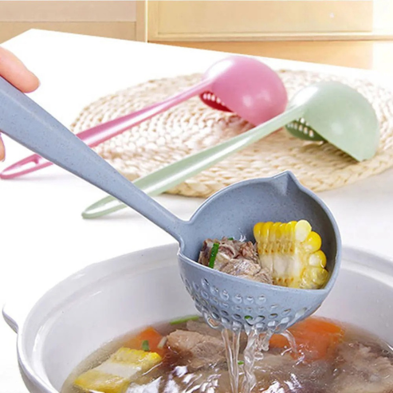 2-in-1 Küchenlöffel mit langem Griff & Sieb – Praktisches Kochutensil für Suppen & Hot Pot