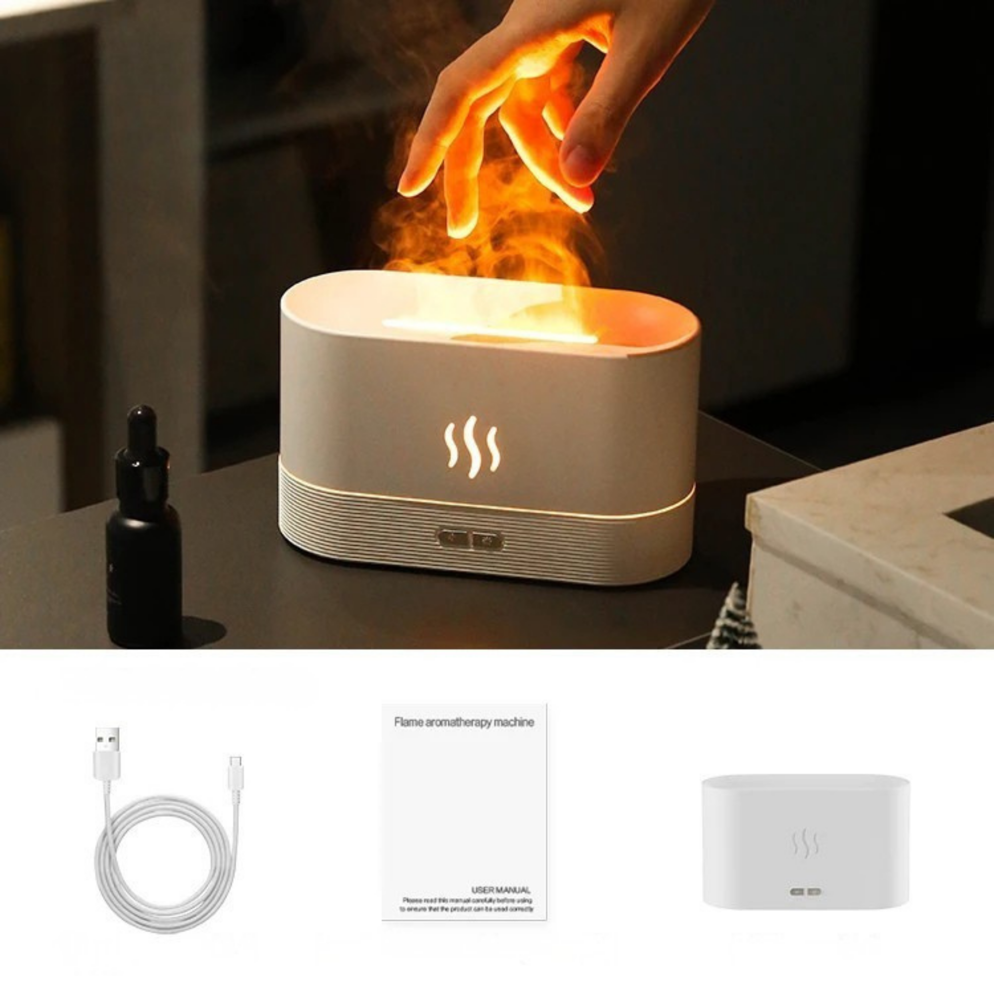 Aroma Diffusor Luftbefeuchter – Stilvolles LED-Flammen-Design für entspannte Momente