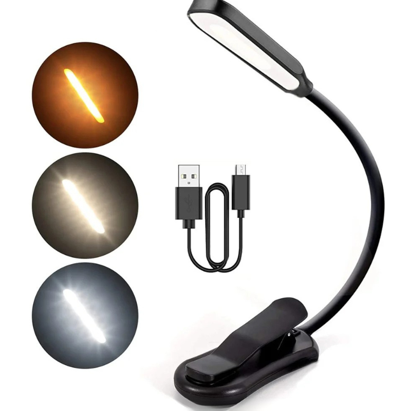 LED-Buchleuchte mit 3 Helligkeitsstufen – Wiederaufladbar, Flexibel & Augenschonend für Perfektes Lesen bei Nacht
