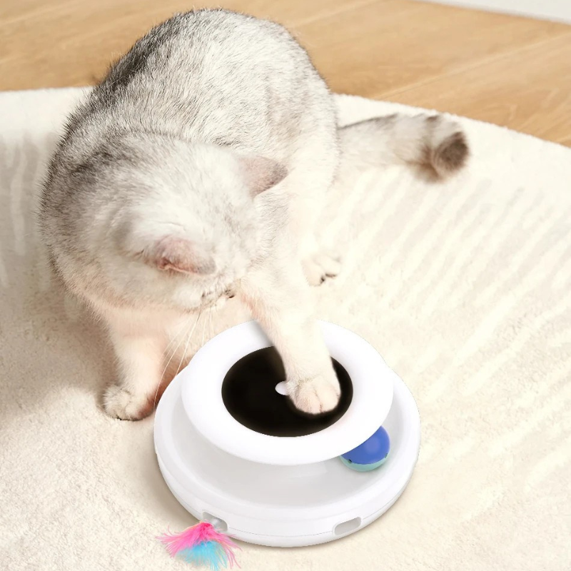 2-in-1 Smart Katzenspielzeug – Elektronischer Feder- & Ballspaß für endlose Unterhaltung