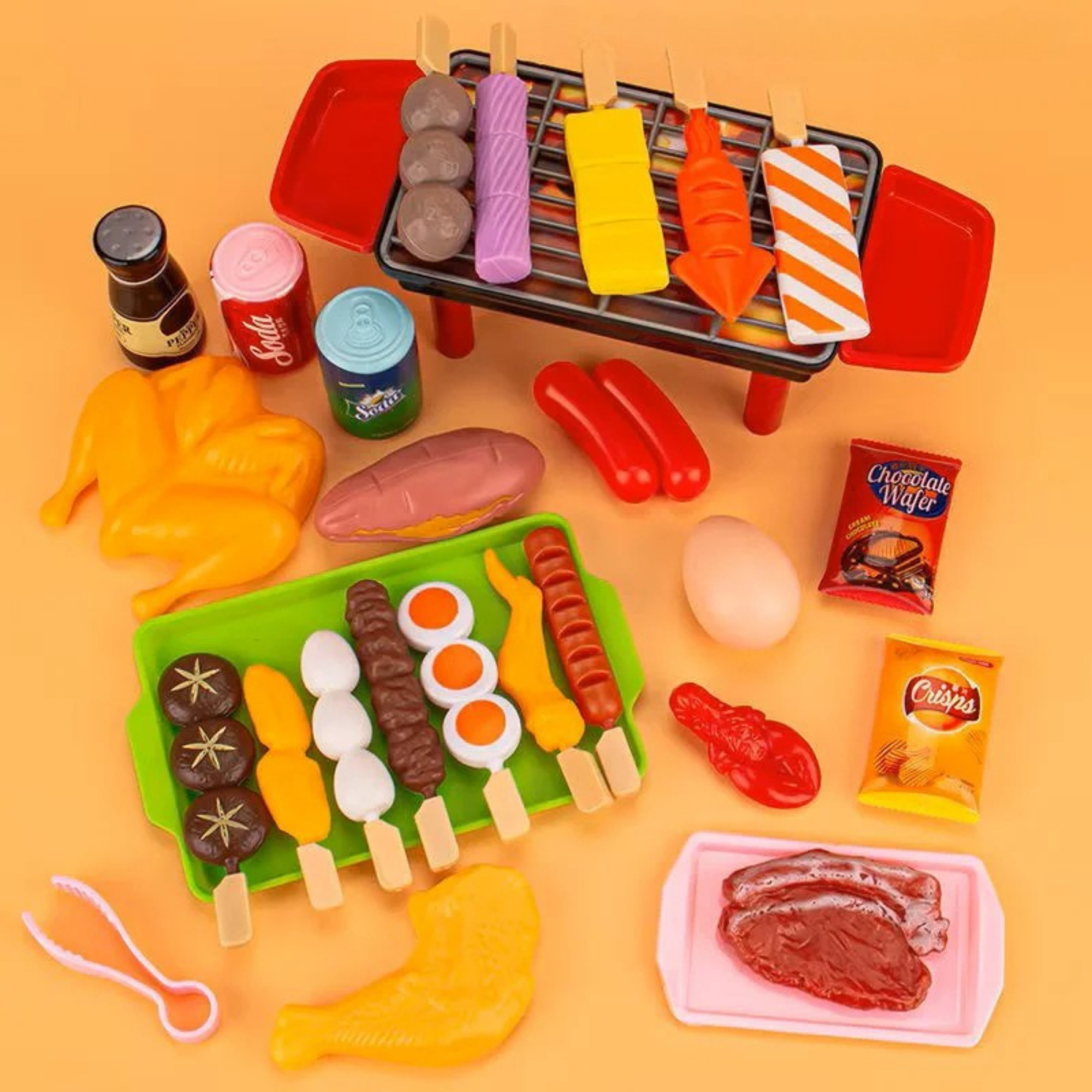 Küche Spielzeug BBQ Set für Kinder – Simuliertes Kochen & Grillen, Pädagogisches Lernspielzeug für Kreativität und Eltern-Kind-Interaktion