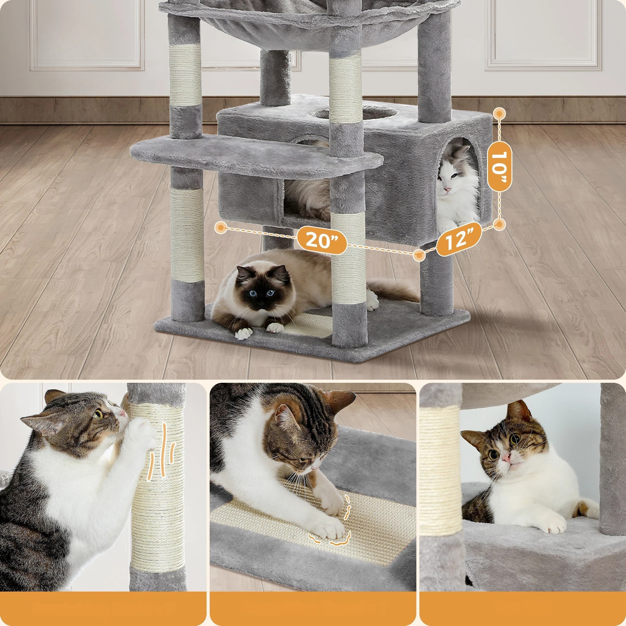 Großer Kratzbaum & Kletterturm für Katzen – Maximales Spielvergnügen für große Stubentiger