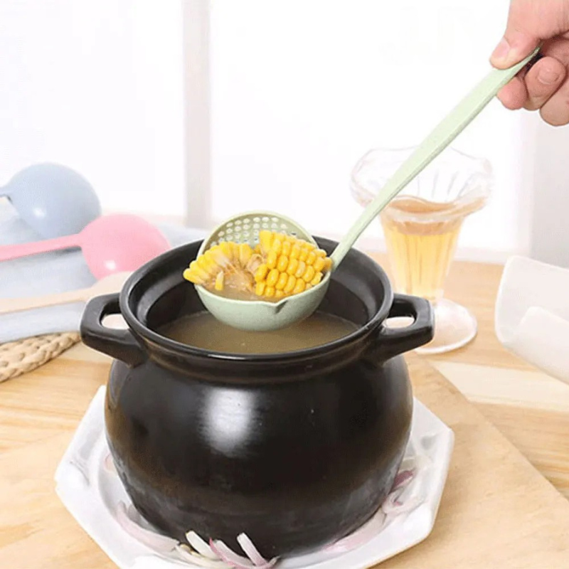 2-in-1 Küchenlöffel mit langem Griff & Sieb – Praktisches Kochutensil für Suppen & Hot Pot