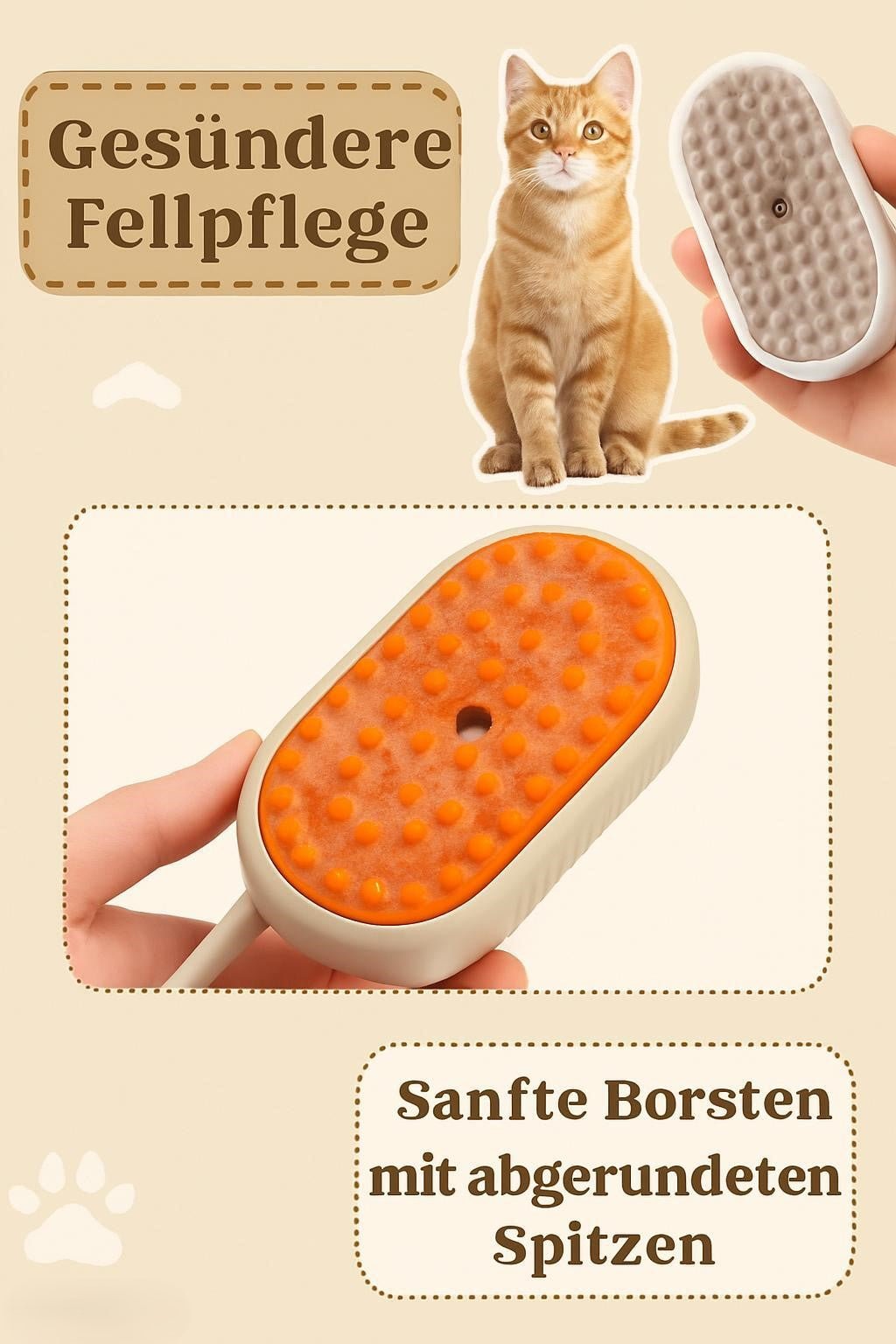 Premium 3 - in - 1 Haustierbürste – Entwirrt, massiert & entfernt lose Haare mühelos - HomiZen